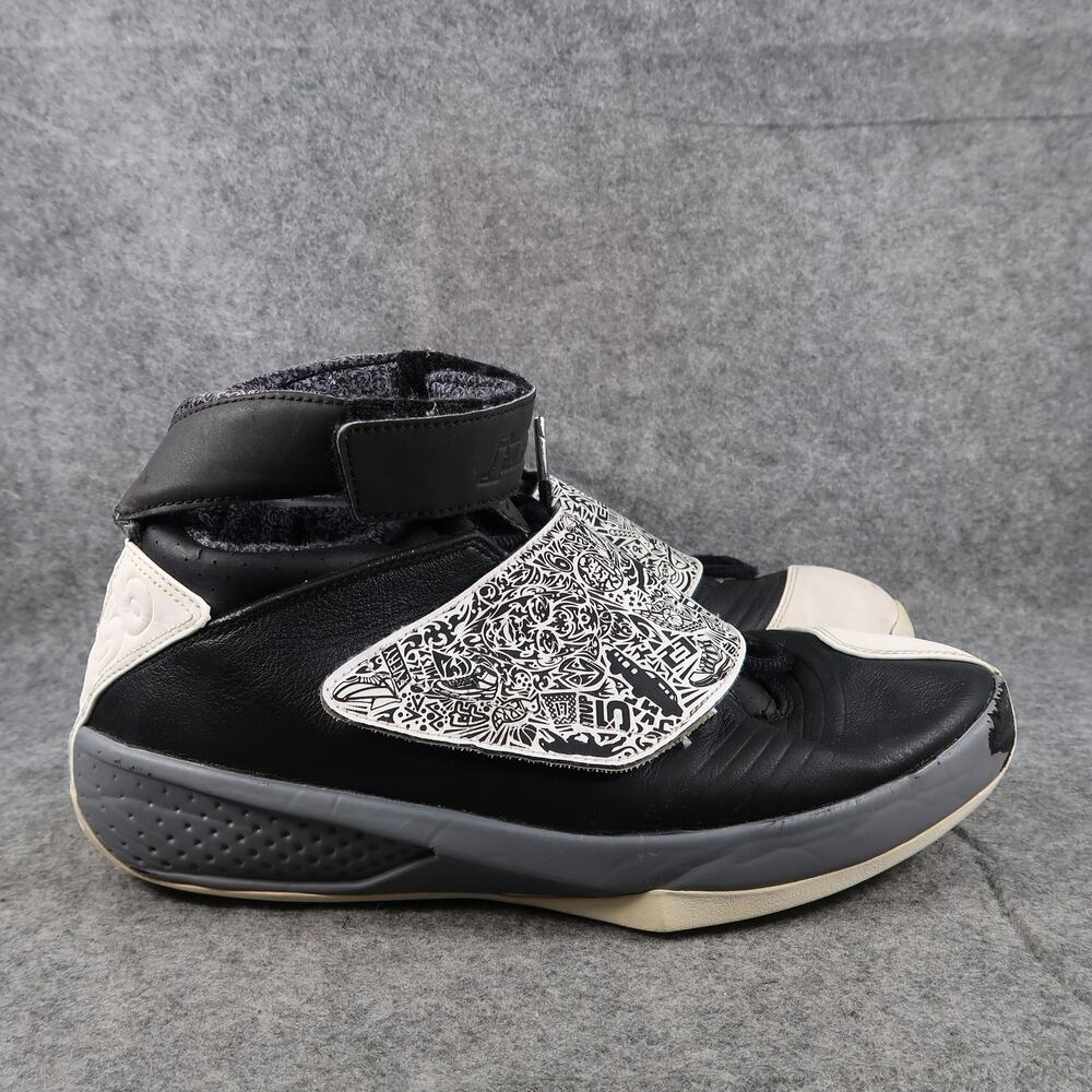 Air Jordan 20 Retro Sneakers Mens 10.5 Basketball Shoes Leather Black White Grey